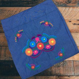 Handmade Mexican Embroidered Skirt - Short Floral Mexican Pencil Skirt  Handmade